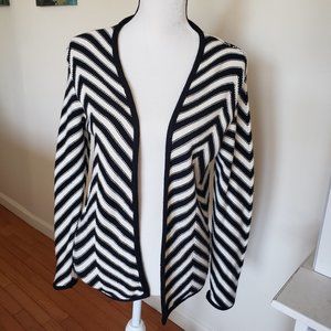 Olsen Europe Black White Chevron Cardigan